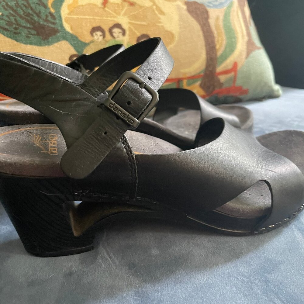 Dansko, Tasha, Black Leather Sandals, Size 39
